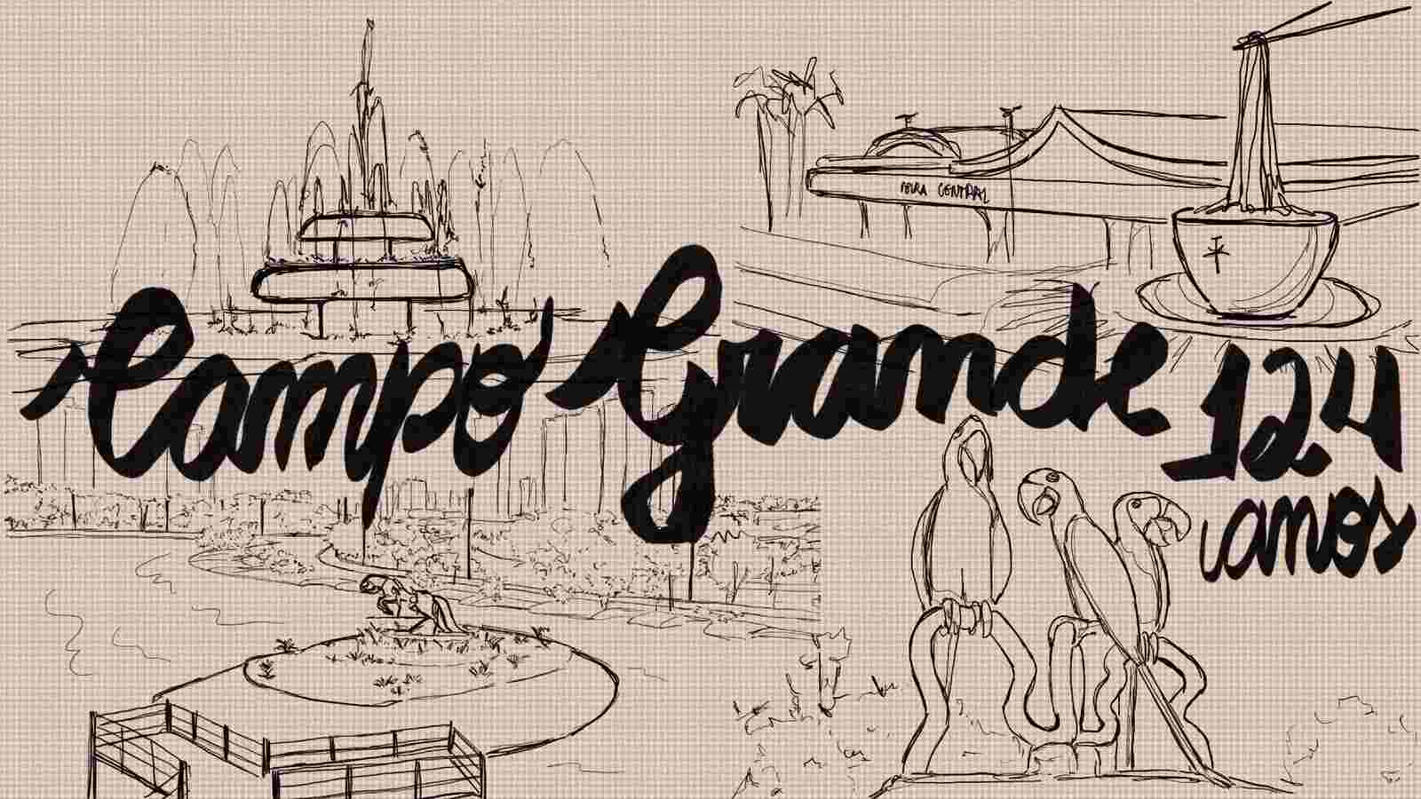 Ilustracao Campo Grande 124 anos Madu Campo Grande - Uma Celebração Ilustrada de 124 Anos de História