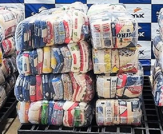 Aprendizes do Senac-MT coletam 3 toneladas de alimentos para o 'Sesc Mesa Brasil'