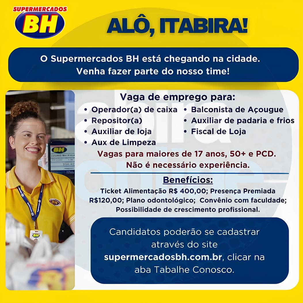 Supermercados BH Anuncia Explosão de Vagas em Itabira: A Oportunidade Está Batendo à Sua Porta 1 Supermercados BH Anuncia Explosão de Vagas em Itabira: A Oportunidade Está Batendo à Sua Porta