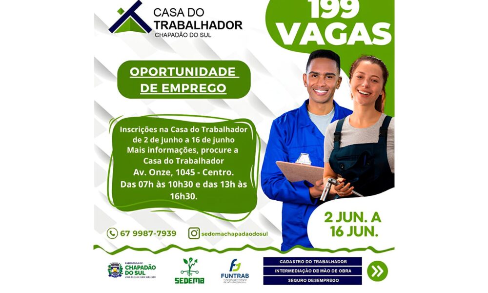 Chapad o do Sul Um Raio de Esperan a no Mercado de Trabalho 199 Vagas Abrem Portas para o Futuro Chapadão do Sul: Um Raio de Esperança no Mercado de Trabalho – 199 Vagas Abrem Portas para o Futuro