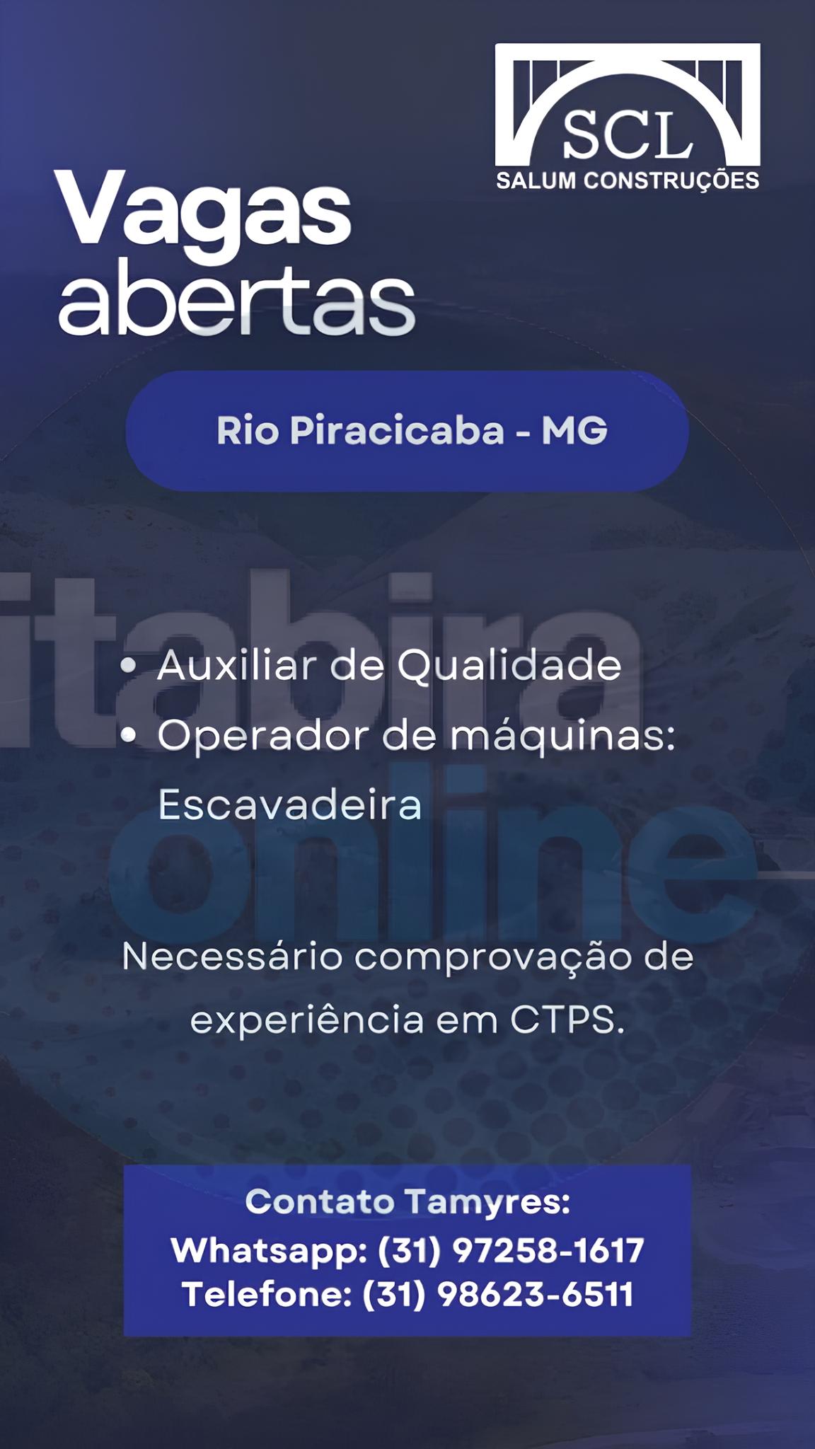 Oportunidades Renovadas: Como Salum Construções Está Transformando Rio Piracicaba com Novas Vagas de Emprego 1 Oportunidades Renovadas Como Salum Constru es Est Transformando Rio Piracicaba com Novas Vagas de Emprego Oportunidades Renovadas: Como Salum Construções Está Transformando Rio Piracicaba com Novas Vagas de Emprego